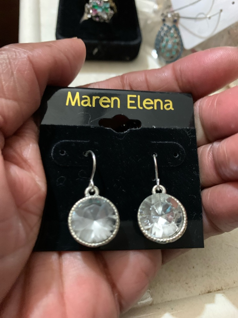 Silver-Tone Clear Crystal Dangle Earrings